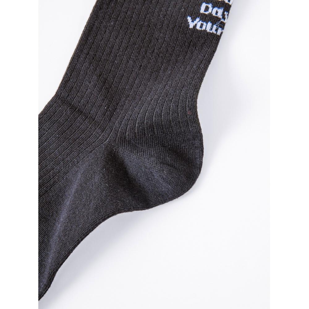 Daiso Womens Lettering Mid Calf Socks Black