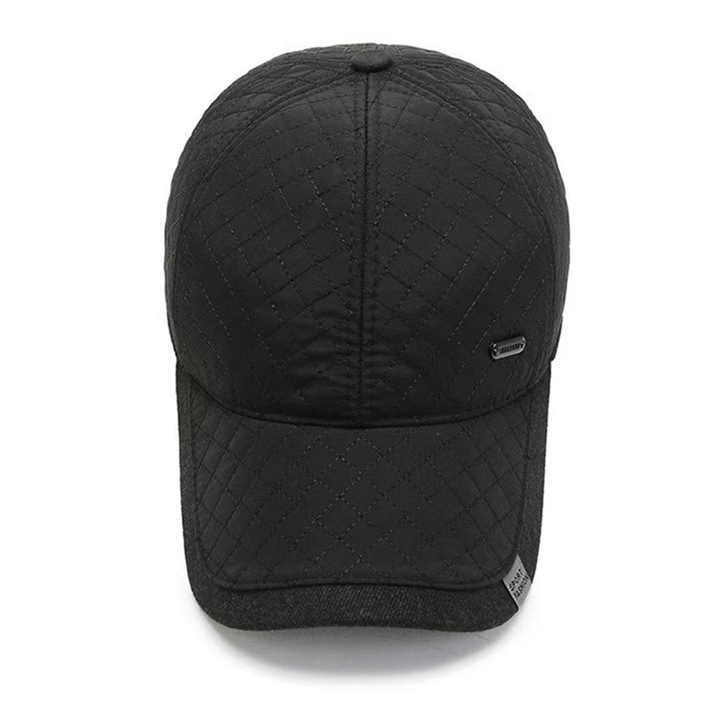 Fashion Diamond Grid Ear Protection Baseball Cap Winter Middle-aged and Elderly Warm Hat Leisure Travel Outdoor Hats Golf Caps