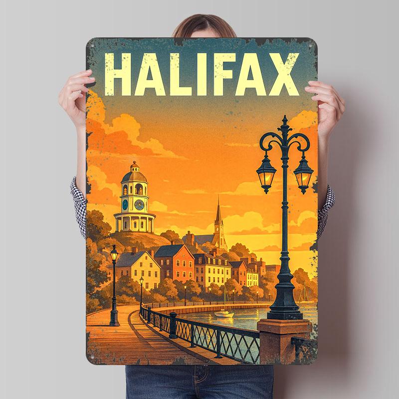 

Halifax Travel Art Poster Customized Wall Art Vintage Metal Signs Retro Tin Plaque for Man Cave Aesthetic Decoration Room Decor 7.9x11.8In(20x30cm)