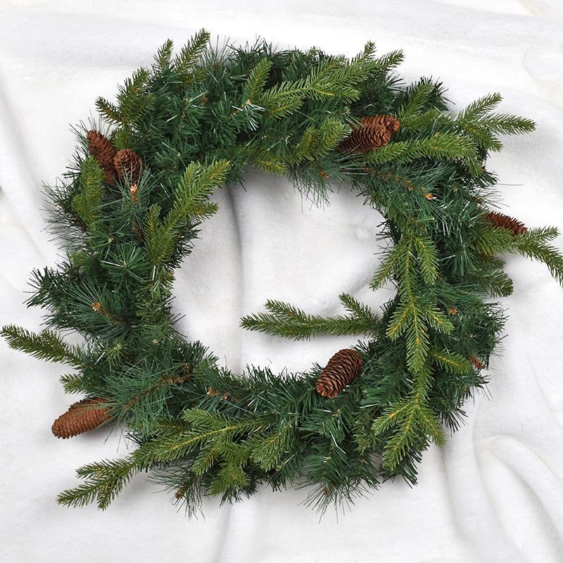 Christmas Pine Needle Wreath: Door, Wall, and Window Hanging Ornament for Festive Décor