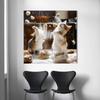 Lovely Cat Baker Making Dim Sum Poster Flour Cute Kitten Prints Canvas Wall Art Pictures Home Kitchen Room Modern Pet Decor