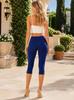 Women's Y2K Black Slim-Fit Cropped Trousers with Side Slits, Fitness Pants