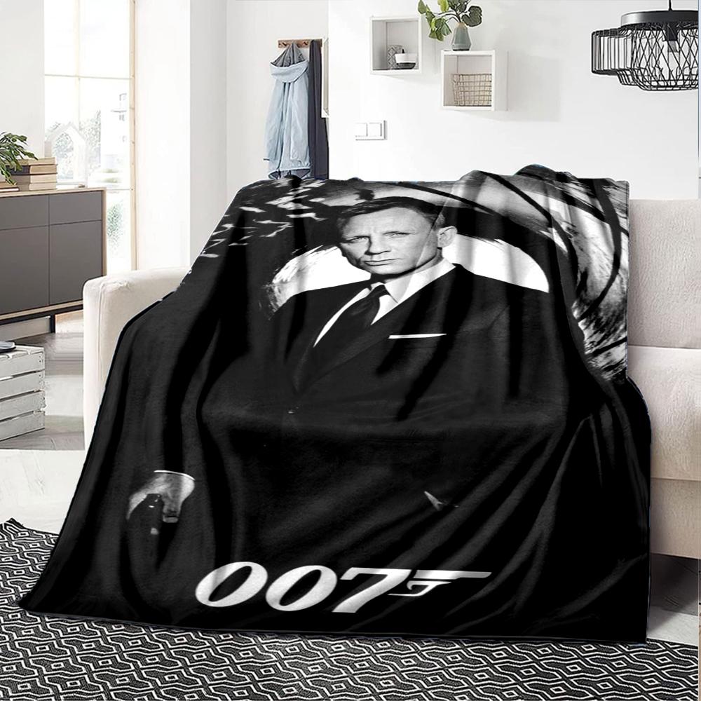 007 James Bond Theme Printed Blanket - Perfect for Couch, Bed, Travel & Outdoor Use | Machine Washable, Cozy & Durable.