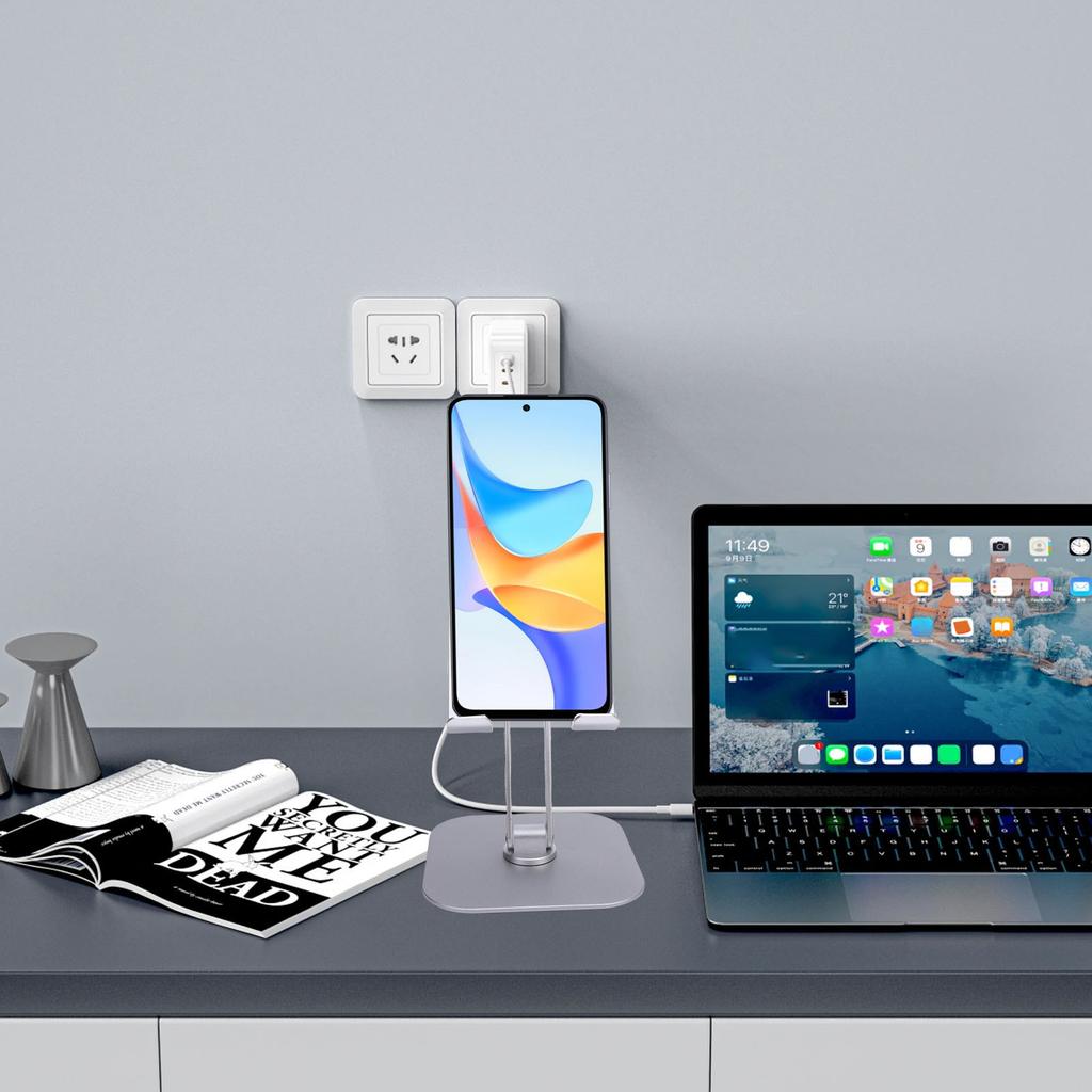 Desk Tablet Stand   Foldable 360 degrees  Rotating Metal Desk Tablet Hold  for Cell Phone