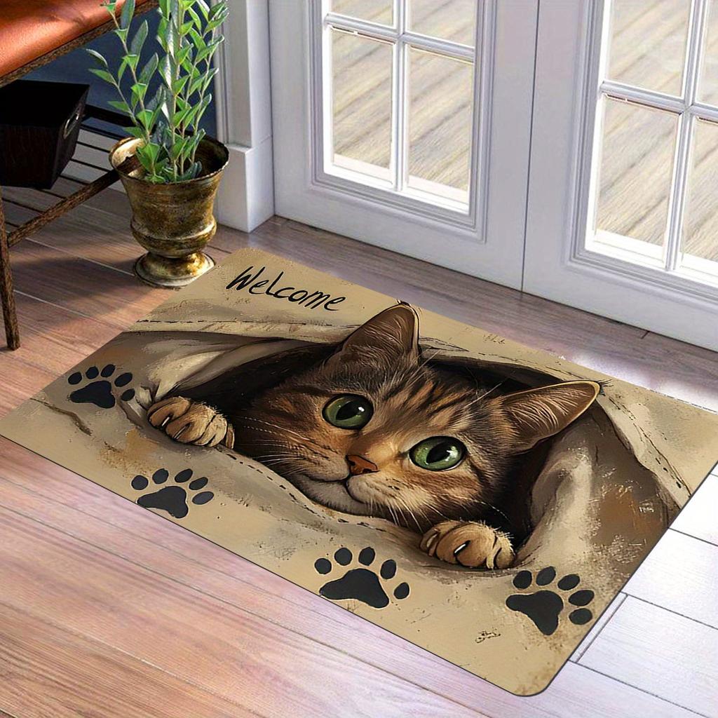 1 stk Anti Fatigue kjøkkentepper, kattetrykk vanntett sklisikker tykk polstret kjøkkenmatte Heavy Duty Komfort stående matte for kjøkken