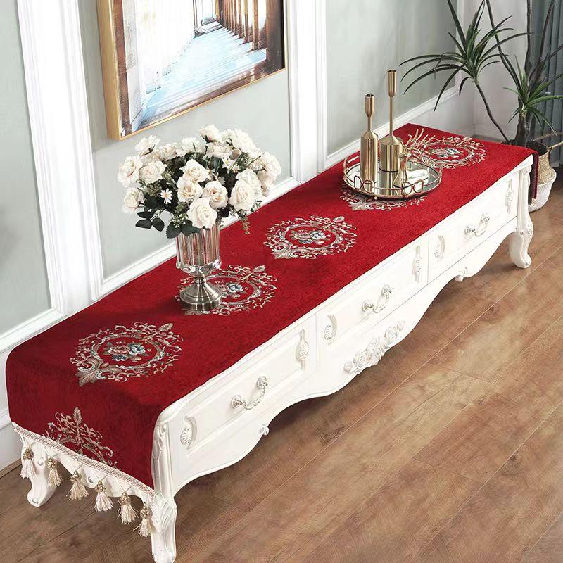 European Table Runner Luxury Silk Jacquard Table Runners Decorative Bed Runner Classic Table Flag Living Room Hotel