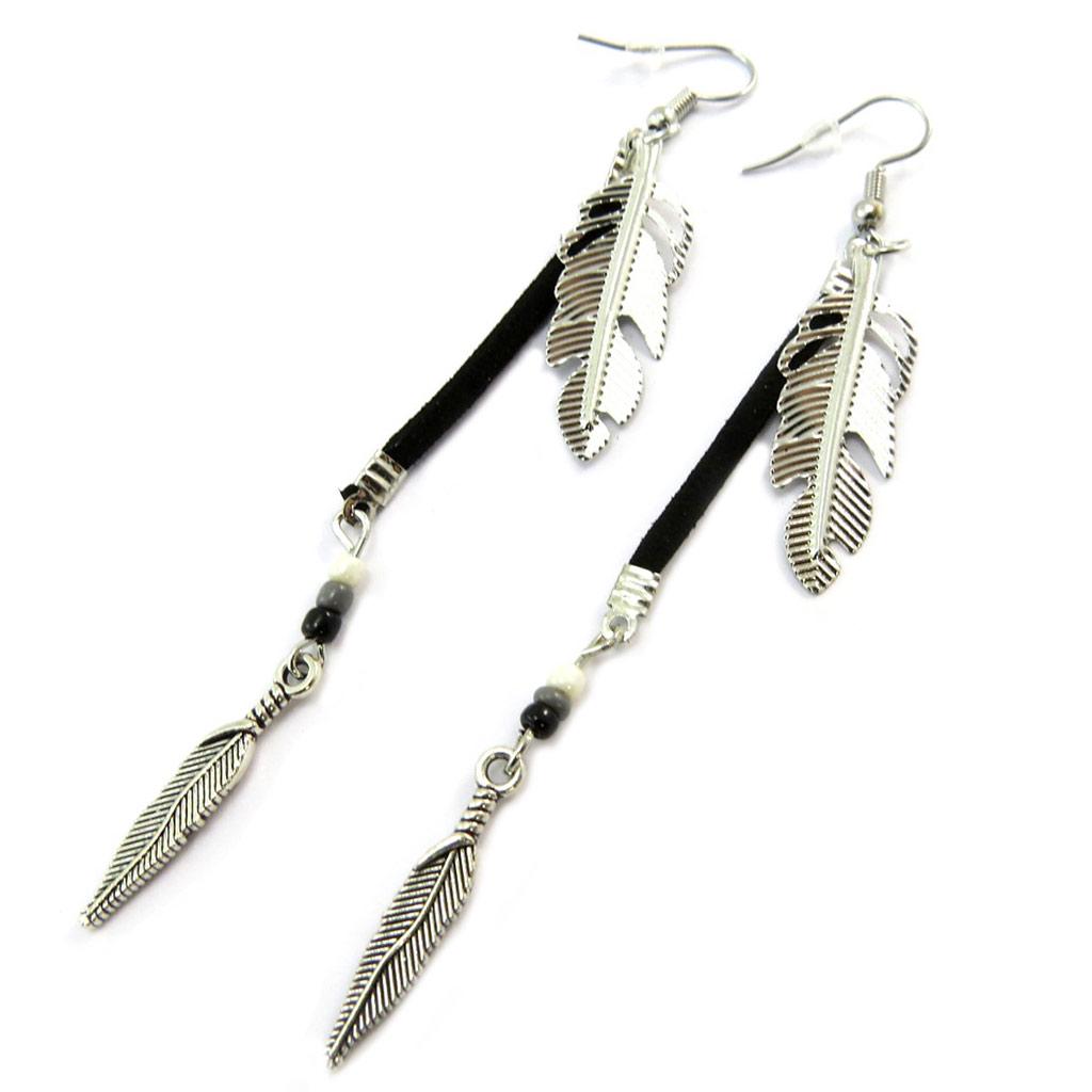 Les Trésors De Lily [P3552] - Boucles Créateur 'Navajos' noir argenté