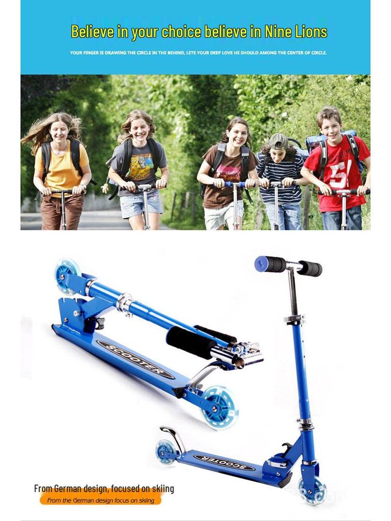 Adjustable Foldable Ski Car for Kids: Dual-Use Snow & Land Model with Wheels & Skateboard