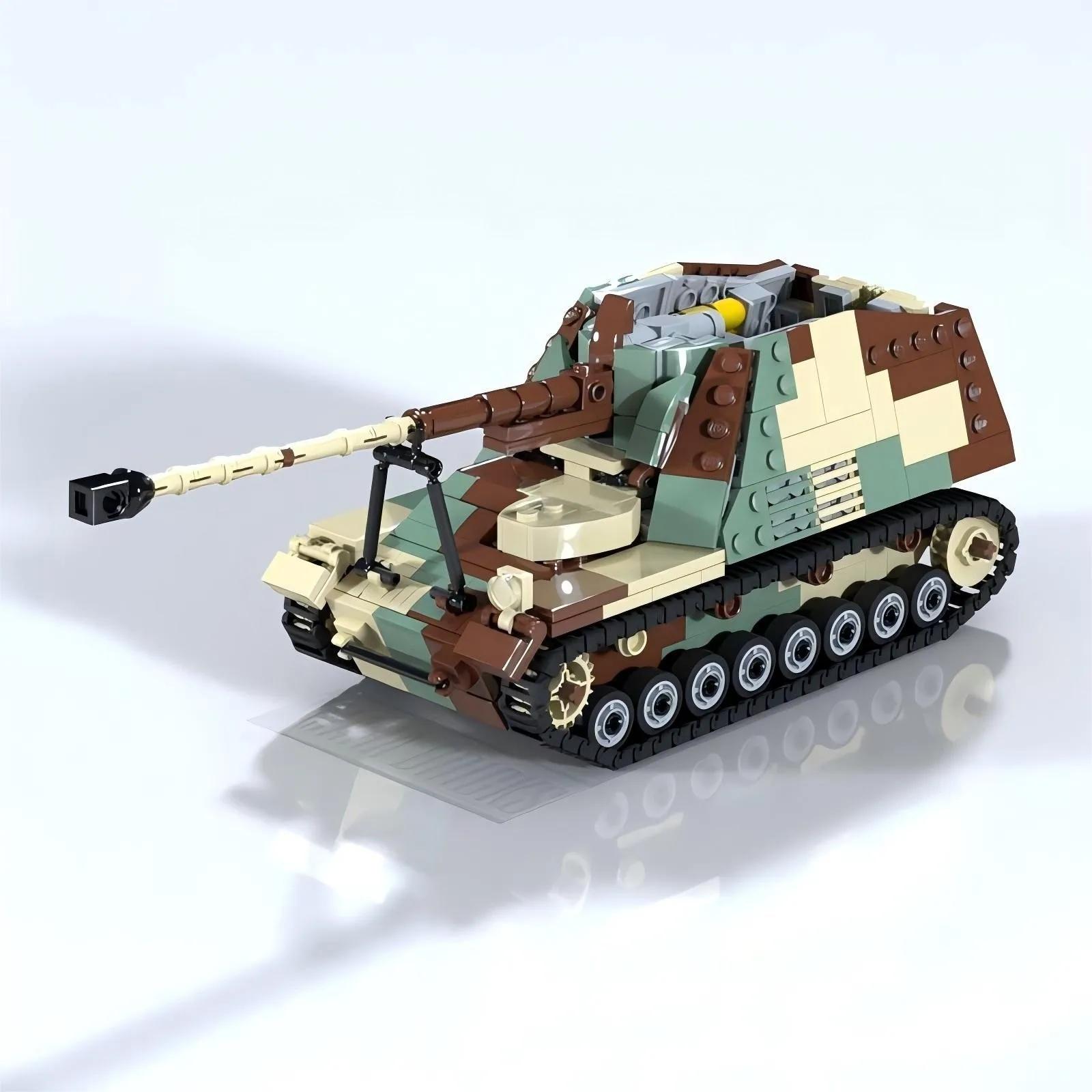 Idea Military Artillery Armored Vehicle Building Blocks MOC German WW2 Rhino Tank Model Kids Assembly Toys Boy s Birthday Gift PDF instructions