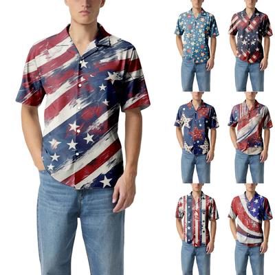 Men'S Casual Loose Short Sleeved Shirt Fashion Printed Shirt Top