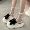 Summer black and white love ultra-thin glass silk socks children's medium tube socks tide fungus edge versatile