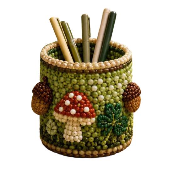 3D Beaded Pen Holder Kit, DIY Tiny 3D Pencil Holder Bead Embroidery Kit, DIY Pencil Organizer Beading Crafts, Cute Bead Art Crafts, Handmade Gift for M