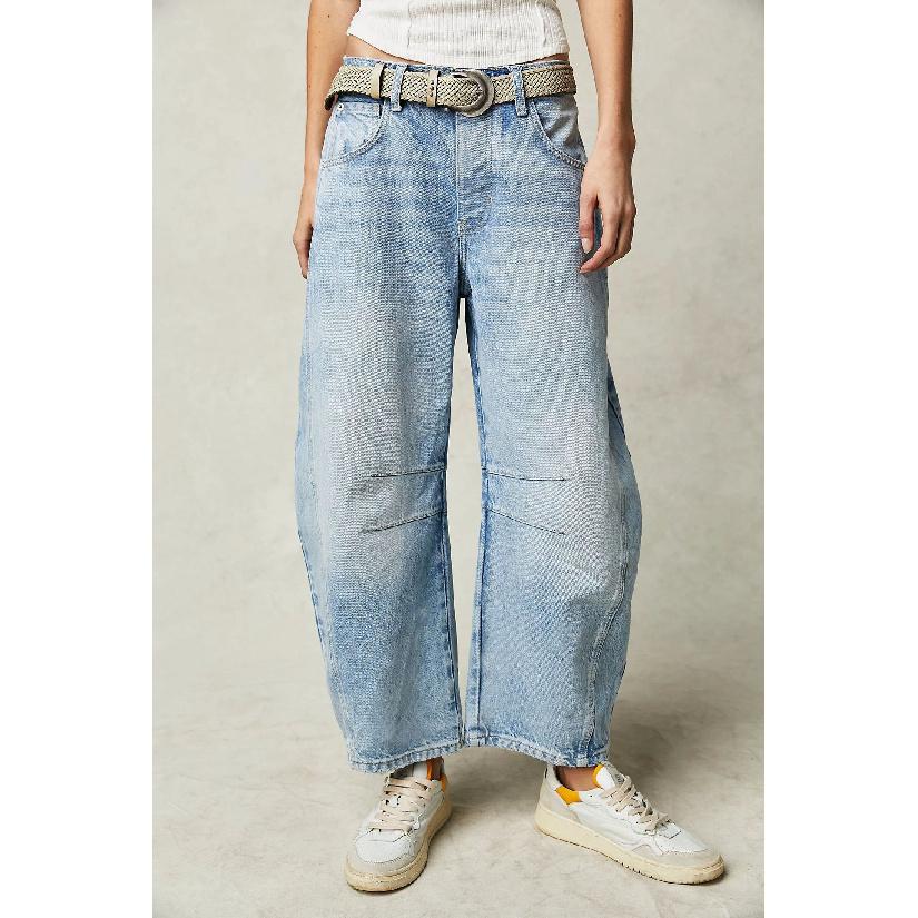 2026 TEMU Fashion Casual Women's Loose Wide-Leg Pants Mid-Low Waist Washed Denim Trousers