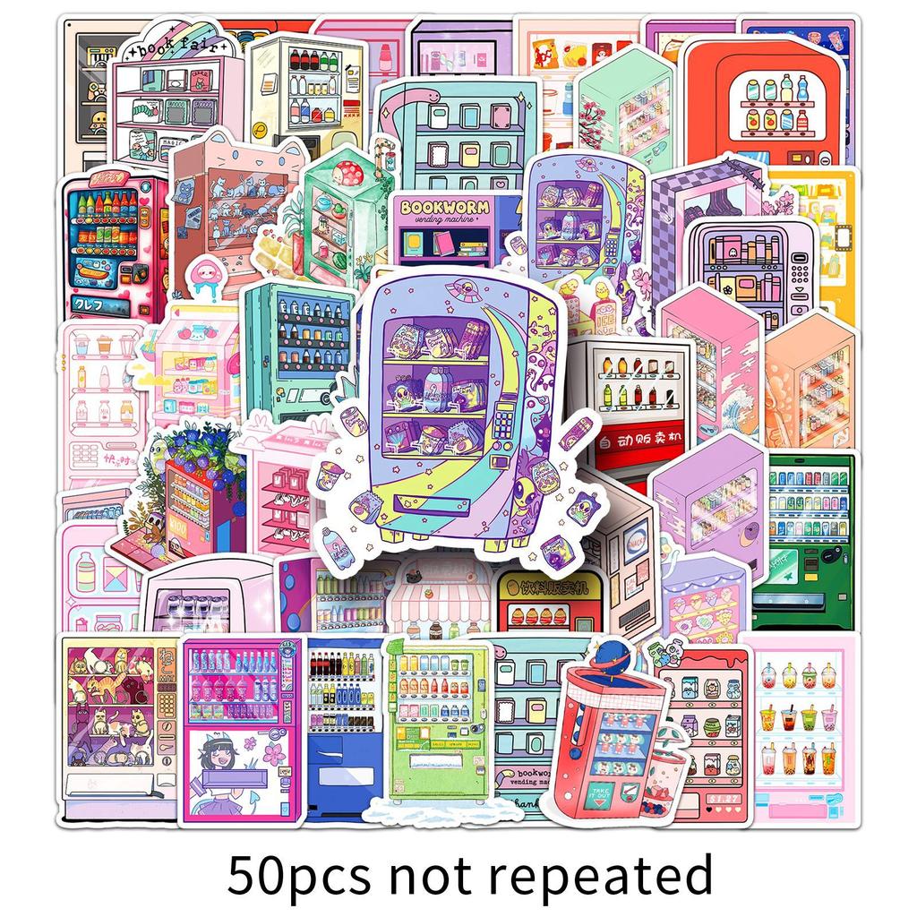 50 Cartoon Vending Machine Graffiti Stickers Personalized Creative Hand Account Decoration Mobile Phone Case Water Cup Stationery Stickers