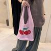 Summer Hollow Out Shoulder Bag Cherry Desing Knit Bag Hand Woven Fashionable Beach Simple Shopper Totes