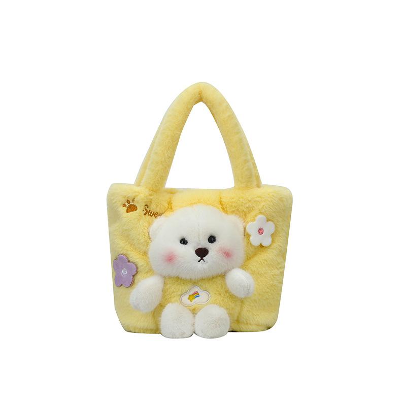 Fresh and Cute Three-dimensional Bear Mao Mao Hand Bag Girl Heart Student Going Out Large Capacity Shoulder Storage Bag