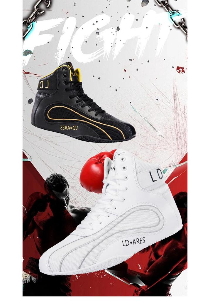 Men's Genuine Leather Boxing & Wrestling Shoes: Professional Non-Slip, Breathable Combat Footwear for Training & Competition.
