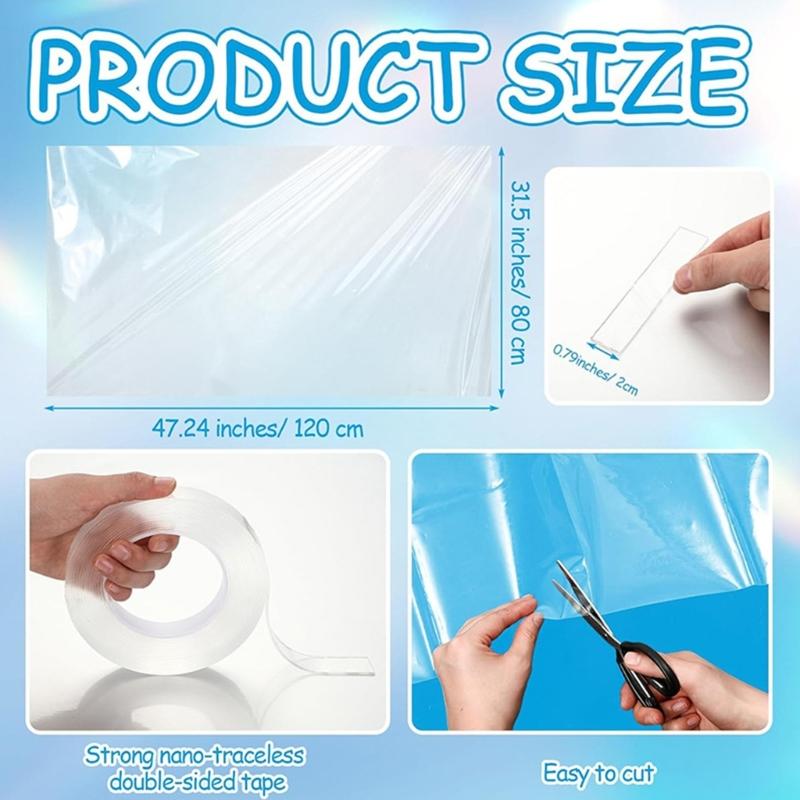 Waterproof PVC Film for Broken Window Car Window Covering Film with Double Side Tape Glass Fix Kit Easy Installation