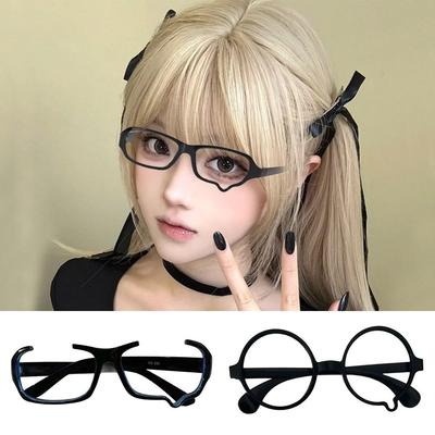 Nouvelle monture de lunettes sans verres, style anime, avec des larmes, noire, kawaii, unisexe, esthétique Y2K, costume d'Halloween