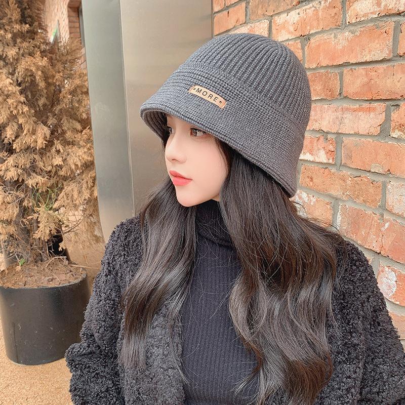 

Японская буква Маленькая отметка Шерстяная вязаная шляпа-ведро Шениль Универсальная для маленького лица Шляпа рыбака Осень и зима Теплая шляпа-ведро M（54-58cm）