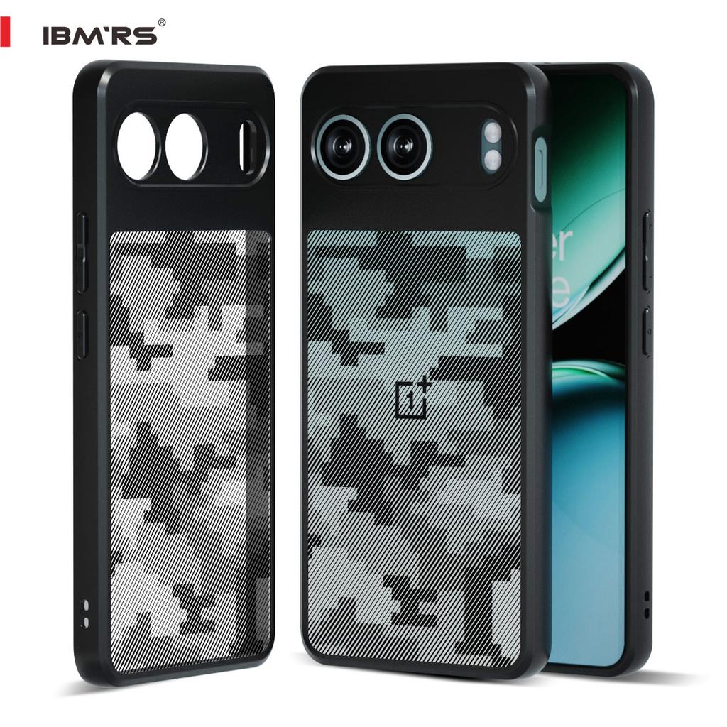 (Comes with wrist strap)IBMRS for OnePlus Nord 4 Case,Translucent Matte Back Slim Fit Shockproof Protective Case Cover - Black camo