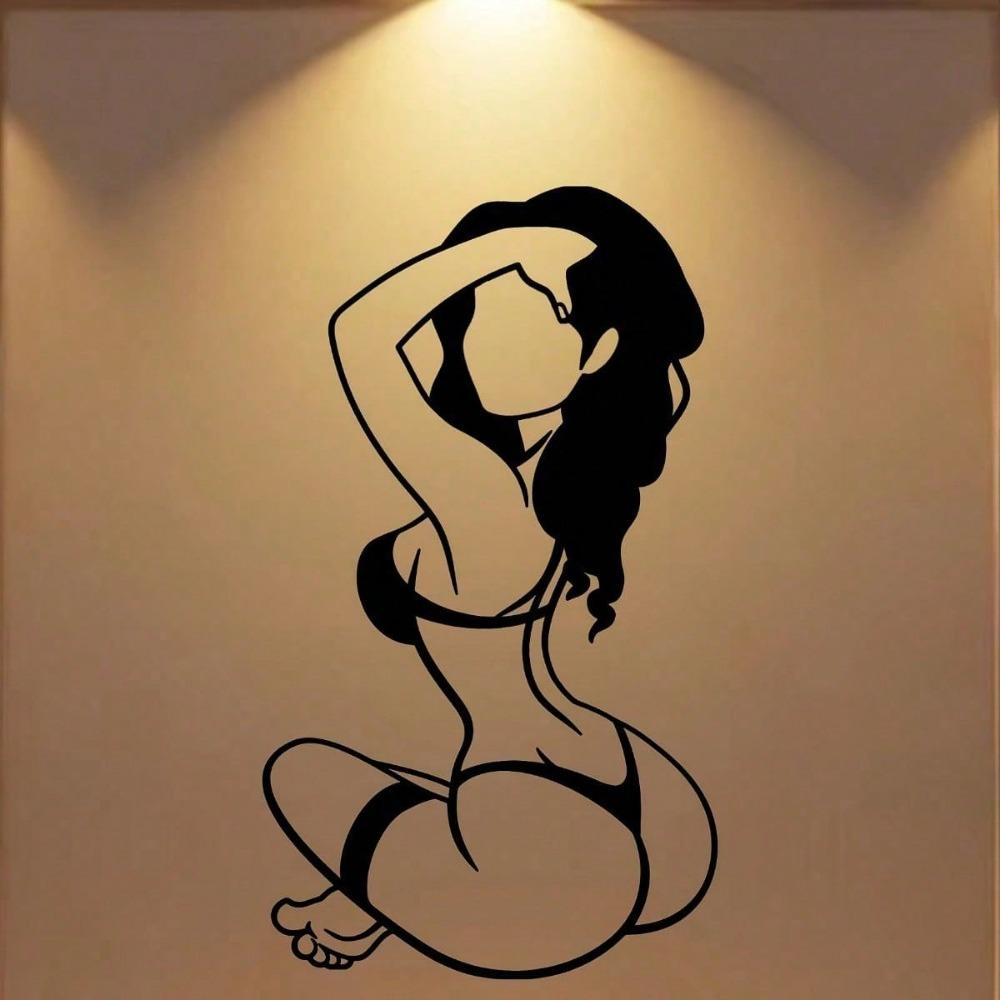 1 Piece Of Metal Wall Decorative Painting - Abstract Bikini Lady Silhouette In Black And White