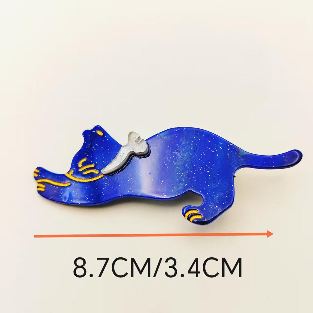 Dreamy Starry Sky Cat Hair Clips for Girls. Sparkling Star Design, Cute Cat Shape, High-end Vibe. Perfect for Back of Head.