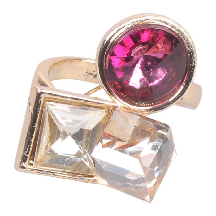 Multilayer Geometric Oval Cubic Zirconia Ring Modern Design Openable Band Imitation Crystal Fashion Accessory for Daily