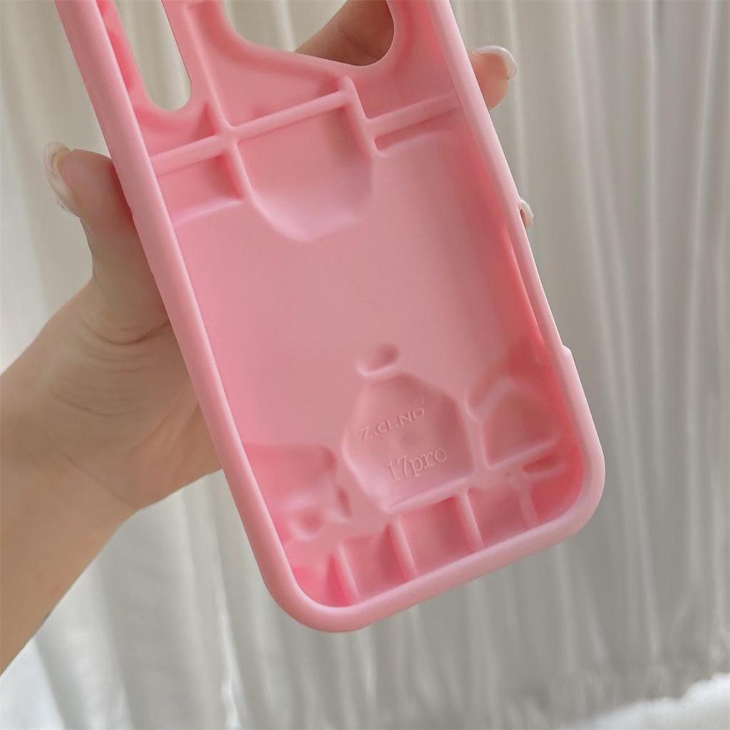 3D Pink Bow Anti-Fall Phone Case for iPhone 14/13 Pro Max
