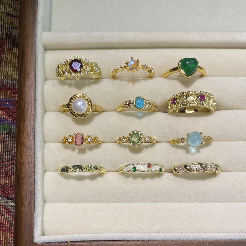 Vintage Style Geometric Adjustable Rings For Women Elegant Fashionable Copper Jewelry