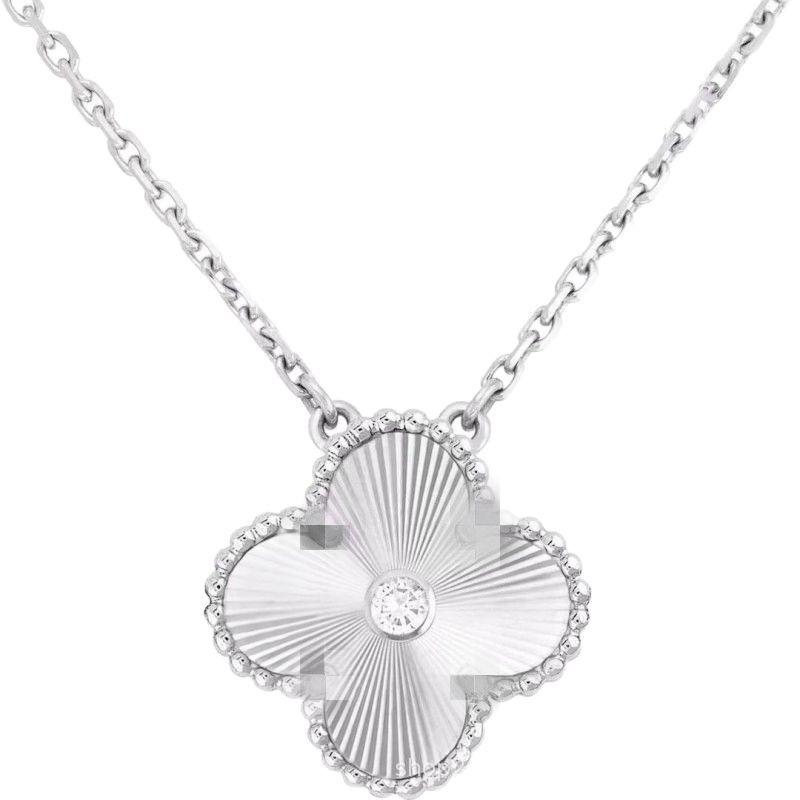 S925 Sterling Silber Kleeblatt-Halskette mit Diamant-Inlay - Limitierte Weihnachtspendant