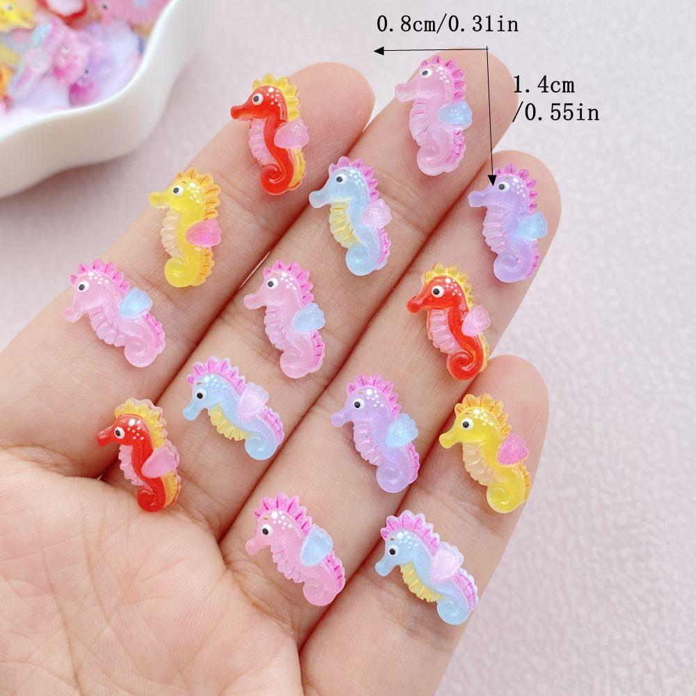 50Pcs New Cute Resin Colorful Little Hippocampus Japonicus Flat Back Ornament Jewelry Making Manicure Hairwear Accessories