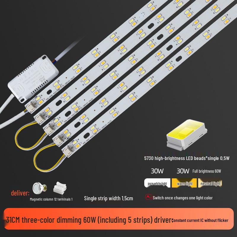 Three-Color LED Strip Light Panel for Living Room Ceiling