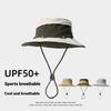 UV Protection Safari Hat Wide Brim Colorblock Sun Cap with Breathable Mesh Adjustable Windproof Hiking Bucket Hat Unisex
