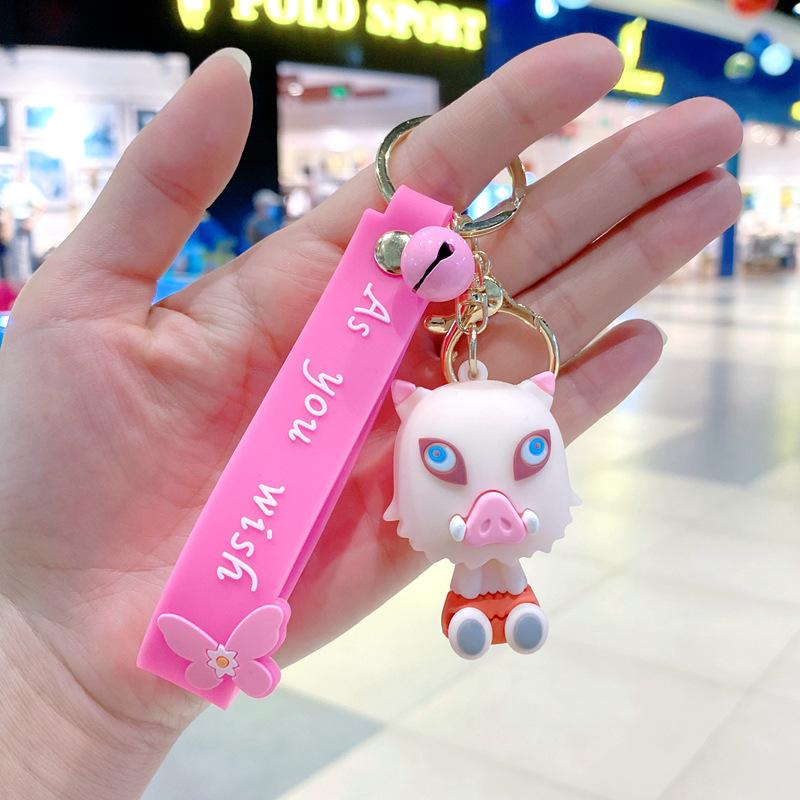 Cartoon Creative Anime Demon Slayer Anime Periphery Keychain Backpack Pendant Car Key Cute Silicone Doll Decorative Supplies