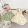 Girls Summer Floral Tulle Spaghetti Strap Princess Dress for Outings