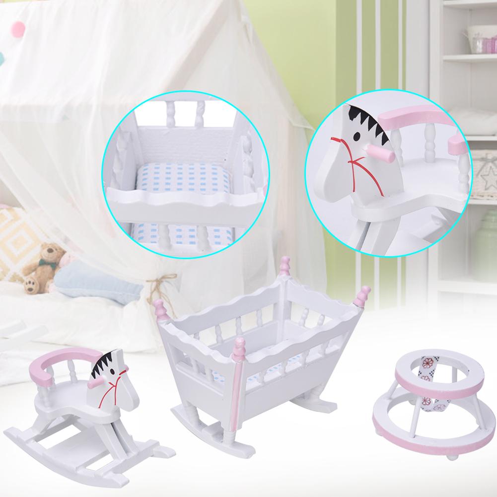 1:12 Doll House Accessories   Furniture     Wooden Horse Stroller Set