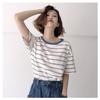 Summer Loose Vintage Colorful Striped T-shirt Casual Basic Street Short Sleeve Spring Fashion Women Top Student Female