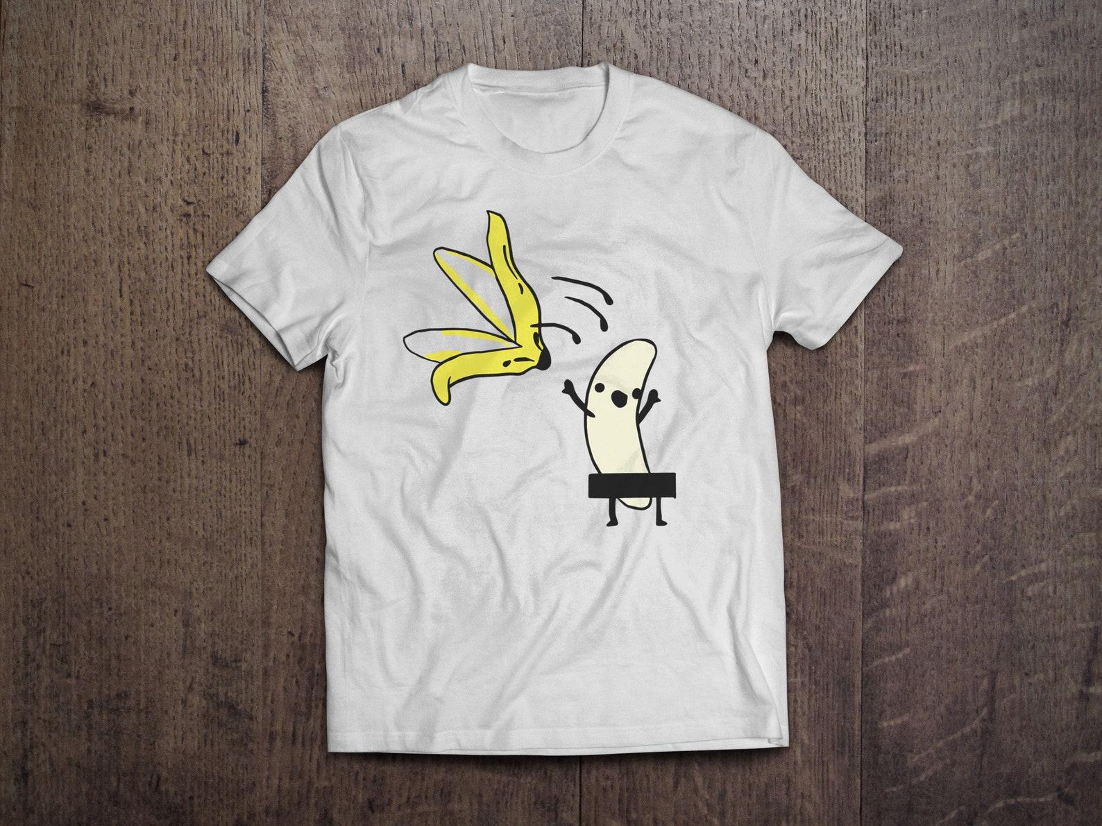 Funny Banana Life Heavyweight cotton unisex T shirt with print tee top S