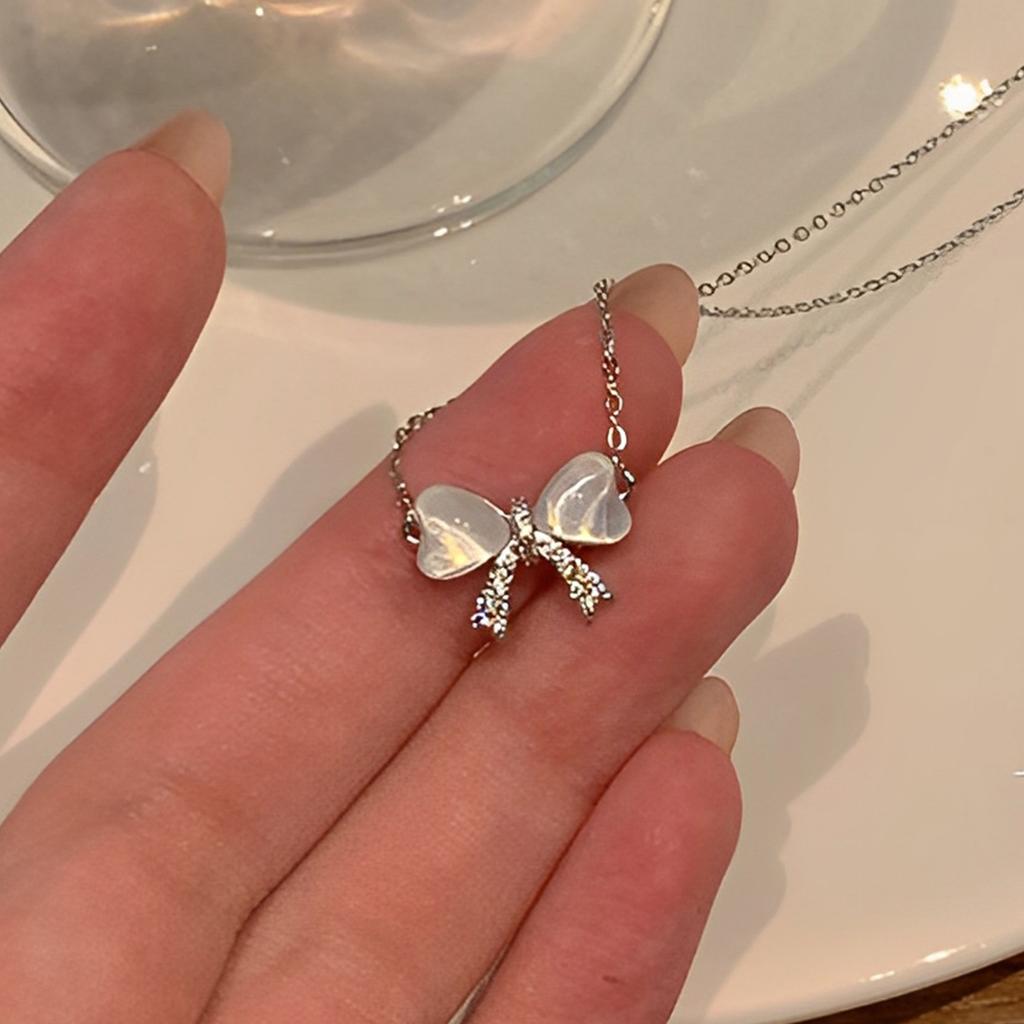 Moon Star Pendant Necklace Sweet Bow Dainty Necklace Collection Elegant Minimalist Zinc Alloy Jewelry For Women Gifts