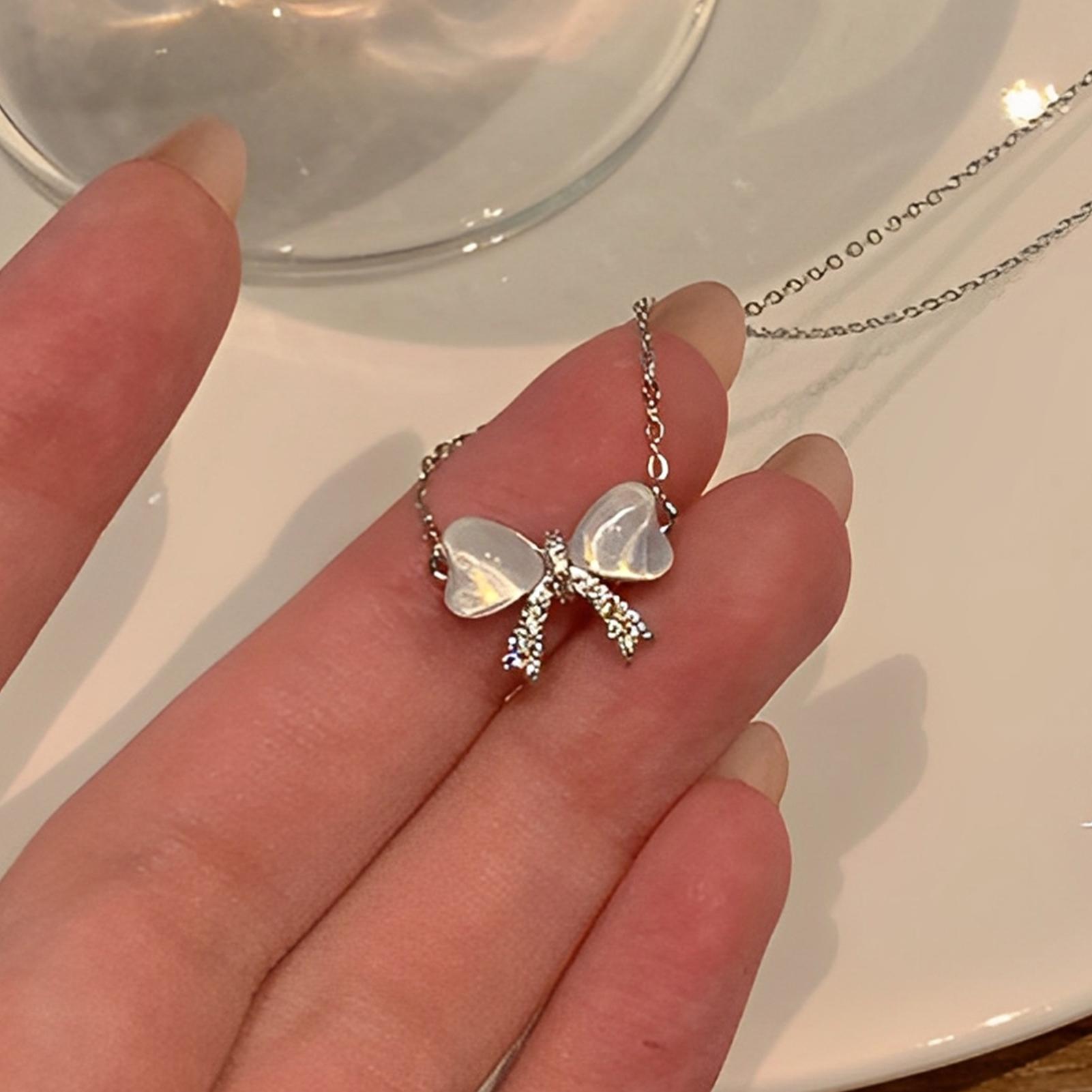 

Moon Star Pendant Necklace Sweet Bow Dainty Necklace Collection Elegant Minimalist Zinc Alloy Jewelry For Women Gifts