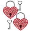 2Sets Heart Lock Rhinestone Decorated Alloy Padlock for Travel Luggage Suitcase Locker Love Lock for Bridge Anniversary Romantic