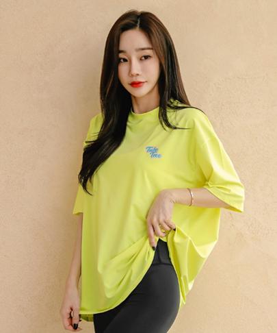 Tyubeuteuli Women'S Basic Loose Fit Short Sleeve Rash Guard B604 Neon Green