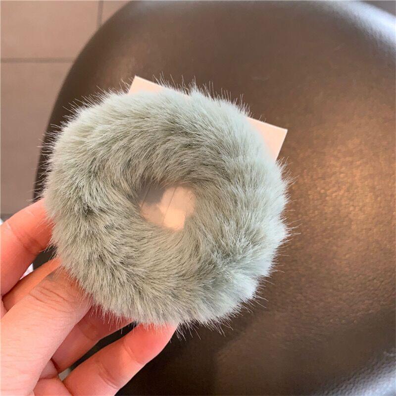 Elastic Faux Fur Hair Bands Scrunchies Vintage Girls Solid Ponytail Holder Rubber Headband Ties Fashion Women Hair Accessories