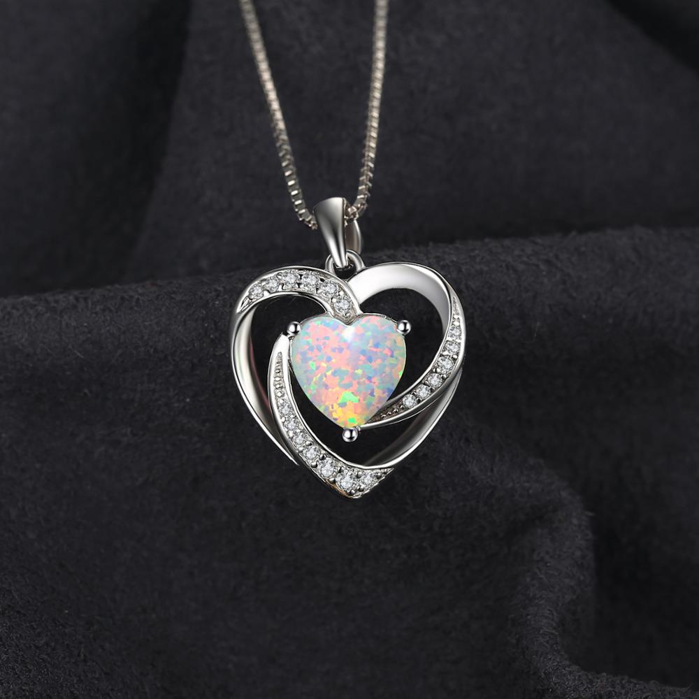 Jewelrypalace Heart Love Created Opal Pendant Necklace Gemstone 925 Sterling Silver Pendant For Women Fashion Jewelry No Chain