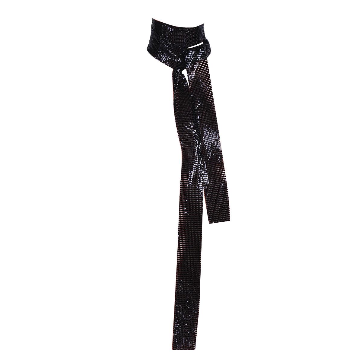 

Женский блестящий металлический шарф с блестками на шее, 160 см, тонкий, длинный шейный платок One Size