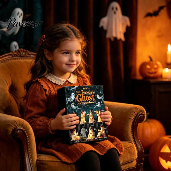 Halloween Trick or Treat Gifts Advent Calendar 2026, 24 Day Countdown Box with Retro Style Ghost Figures Mini Figures, Collectible Toy Set for