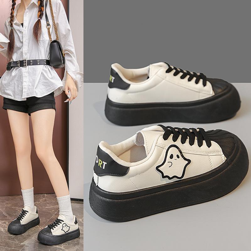 Big head niche original shell ghost board shoes 2025 new casual ugly cute bread big head shoes little white shoes thick sole