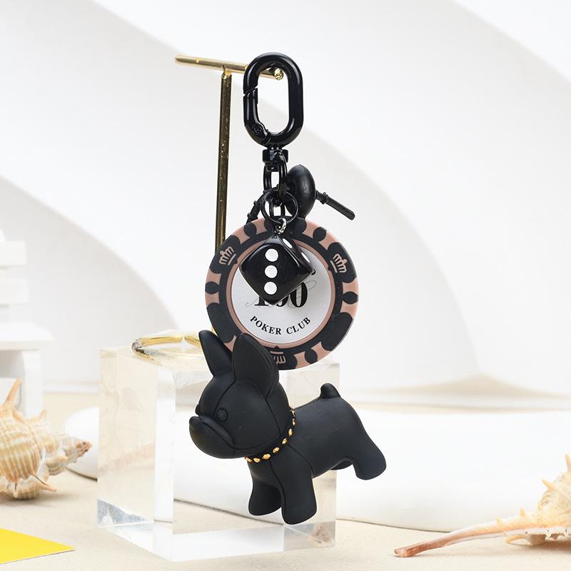 3D French Bulldog Keychain - Cute Dog Figurine for Bags & Cars, Small Gift Pendant