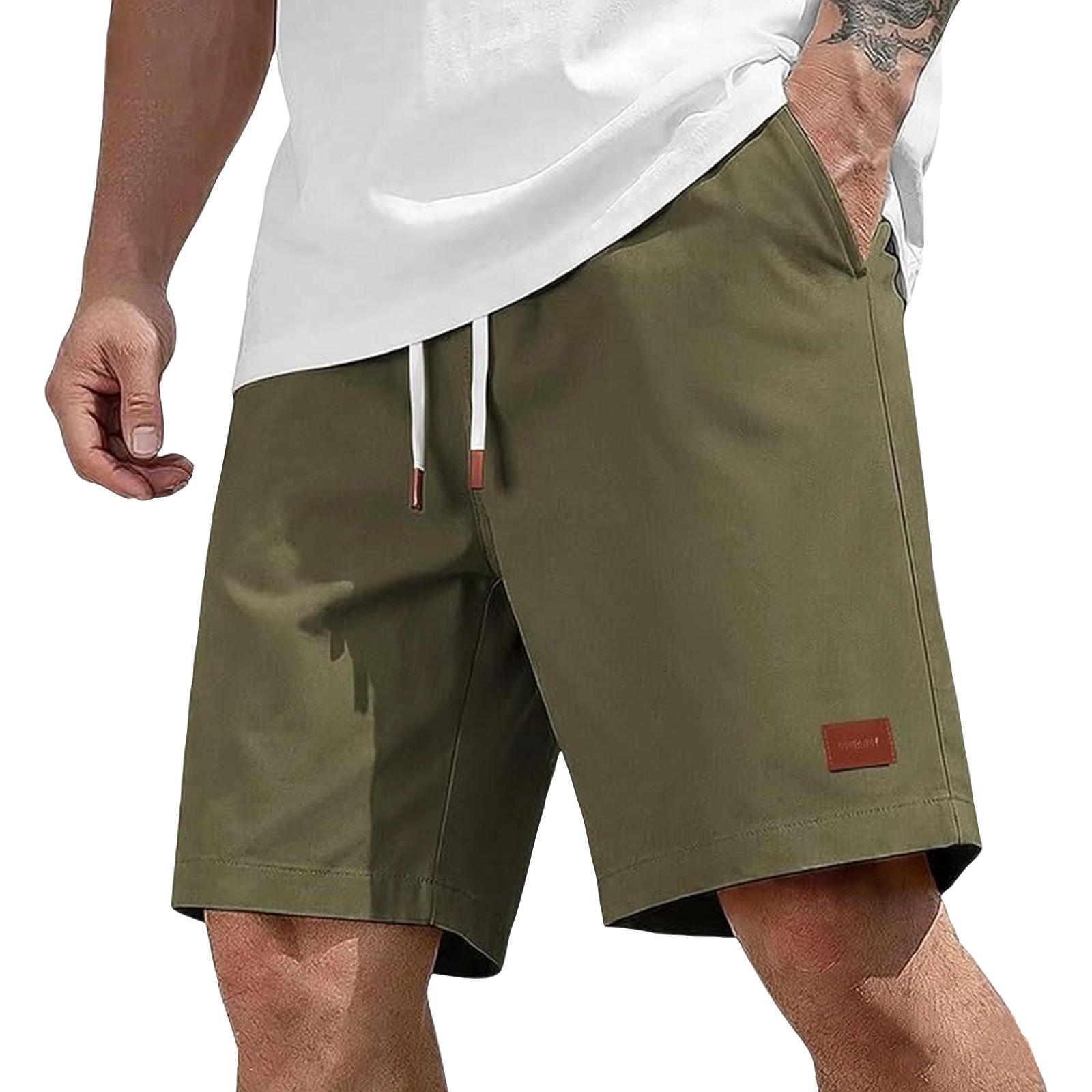 Men s  Cargo Shorts Men s Elastic Waist Outdoor Sports Shorts L армия зеленый